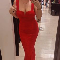 Red mesh dress
