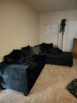 Black Velvet sectional Couch New
