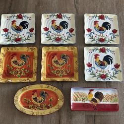 Decorative Rooster Plates Set – Farmhouse Kitchen, Serving & Display