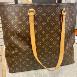 Louis Vuitton Monogram  MM CABAS MEZZO Tote Bag Authenticated Luxury Fashion LV Designer Canvas Zipper