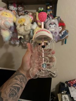 Starbucks glass bear strawberry cup