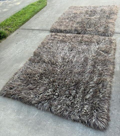 Flocati Vintage Wool Sheppard's Rug (2 Available)