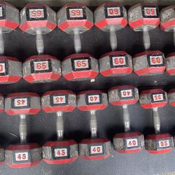 540 Lbs Hex Dumbbell 6 Pair  Set 30lbs up to 65 Lbs 
