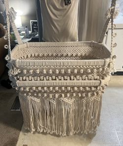 hanging, macrame bassinet 