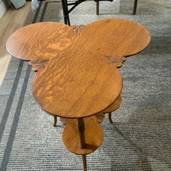 100 Year Old Victorian Tiger Oak Wood Table