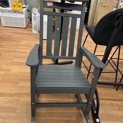 Outdoor Patio Rocking Plastic Adirondack Chair - Grey