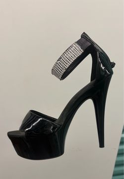 Ellie Black Patent Rhinestone Platform Heels