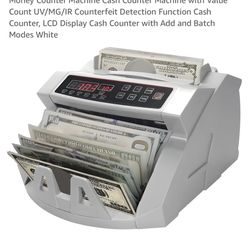 Money Counter Machine Cash Counter Machine with Value Count UV/MG/IR Counterfeit Detection Function Cash Counter, LCD Display Cash Counter with Add an