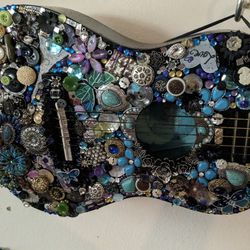 Decor Working Vintage Jeweled Guitar 