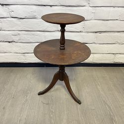 Vintage Claw Foot Wood 2 Tier Side Table