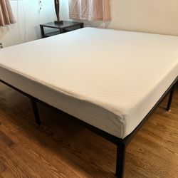 King bed frame and mattress - Like New