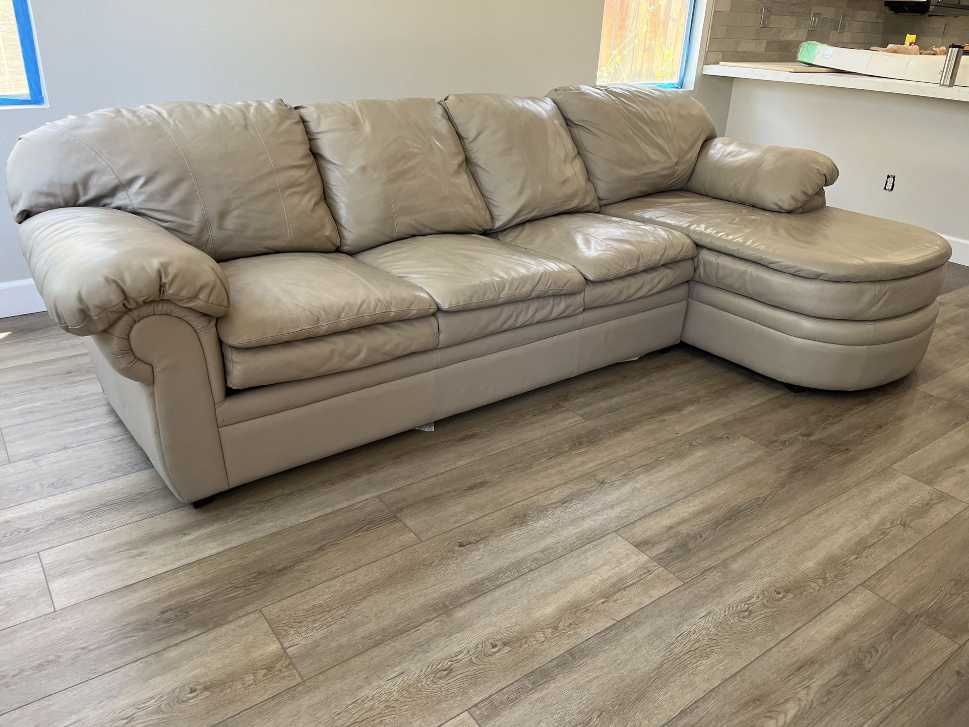 Leather Sofa with Queen Sleeper