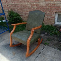 Vintage rocking chair in Green dark Upholstered