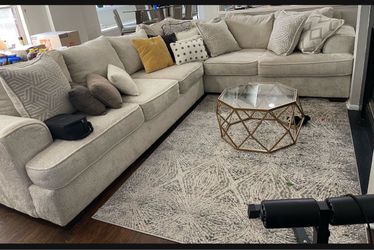Light Gray Fabric Sectional Sofa