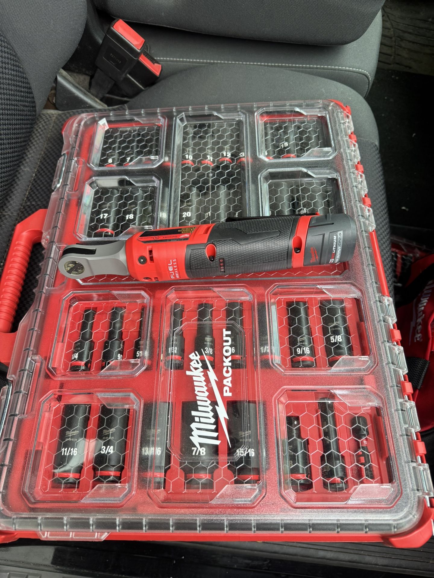 Milwaukee 3/8 Drive Impact Ratchet + Sockets