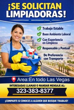 Cleaners Needed/Se necesitan limpiadoras