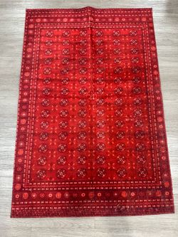 Traditional Persian-Style Area Rug – Soft Lightweight Accent Rug – Red Vintage Design
