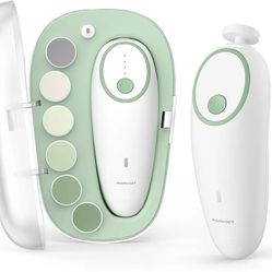 Momcozy Baby Nail File Electric, Gentle Baby Nail Trimmer Electric Rechargeable, Baby Nail Clipper Electric, 7 Grinding Head Replacement Pads