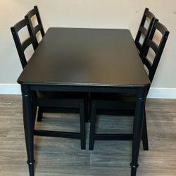 Black, Solid Wood Dining Table