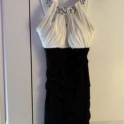 Jodi Kristopher Black and White Jeweled Mini Dress Size Small