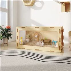 Wooden Hamster Cage 31.5-in x 16.1-in x 15.7-in Composite Hamster Habitat, NEW