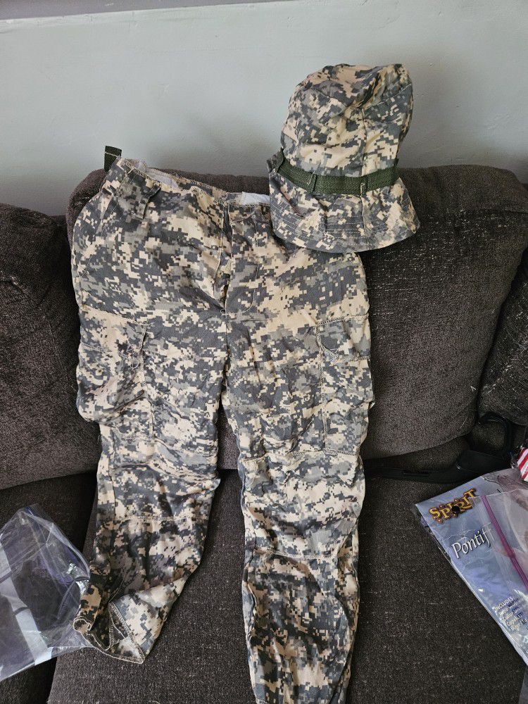 ReliBeauty Soldier Costume Army Camouflage Uniform 4-6T hat and pants 