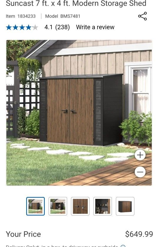 Suncast 7x4 Storage Shed New Delivery Available