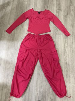 Bright Pink Joggers & Top – Size L