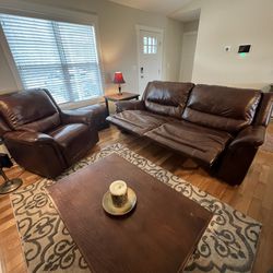 Leather Sofa, Chair, End Table And CoffeeTable