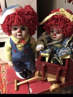 Nice raggedy an Ann dolls made of hard plastic both $30 great collection