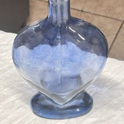 Blue Heart Shaped Glass Bottle 