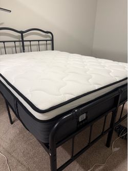 Full Size 12” Medium Hybrid Last Foam Mattress + Bed Frame