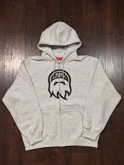 Supreme Spitfire Zip-Up Hooded Sweatshirt Heather Grey Hoodie Sz Large NEW