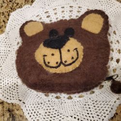 Adorable Animal Handcrafted Wool Purses Pouches 
Handmade BEAR OCTOPUS SHEEP ELEPHANT CAT DOG by Artisians in Nepal
  