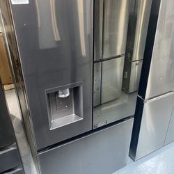 Black Stainless Steel 26 Cu. Ft. Smart Mirror InstaView Counter Depth French Door Refrigerator 