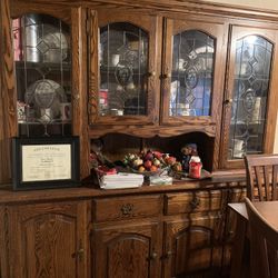 Large Oak China Hutch 