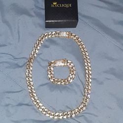 30 inch 18 mm iced cuban link necklace bracelet set by ice clique 