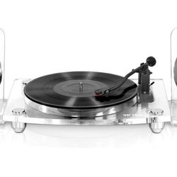 Victrola Modern Acrylic 2-Speed Bluetooth Turntable with 40-Watt Wireless Speakers, Clear