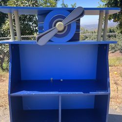 Blue Airplane Bookcase For Children’s Room