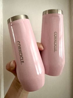 2 Pink Corkcicle Stemless Champagne Flutes 