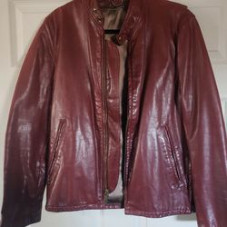 Brown Leather Motorcycle/Bomber Jacket
