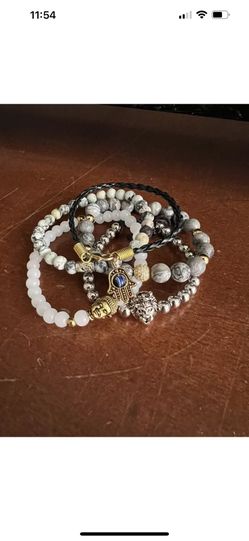 Rock & Eye Bracelet Men Women Handmade Natural Stone Beads Bracelet Set