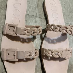 Gucci Pink Rubber Slides Sandals Slip On Designer Size 42