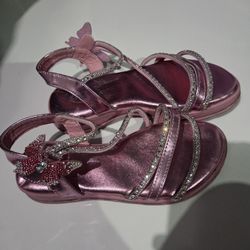Girls Pink Butterfly Sandals 