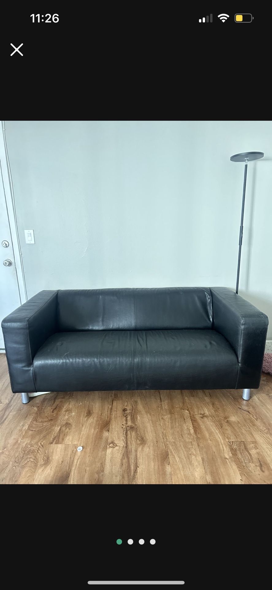 black leather couch