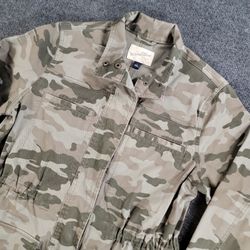 Universal Thread Utility Jacket Womens S Green Camo Hooded Field Coat F1(contact info removed)