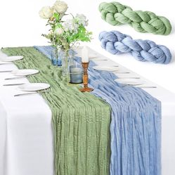 Dusty Blue And Green Table Runners