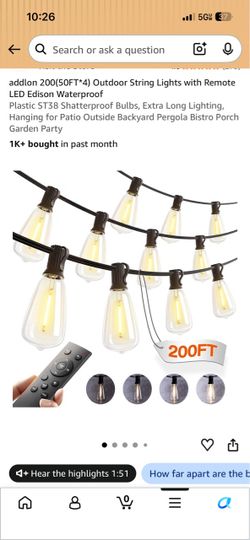 New Addlon 200FT Outdoor LED String Lights with Remote