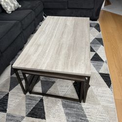 Stone Top Cofee Table With Pullout