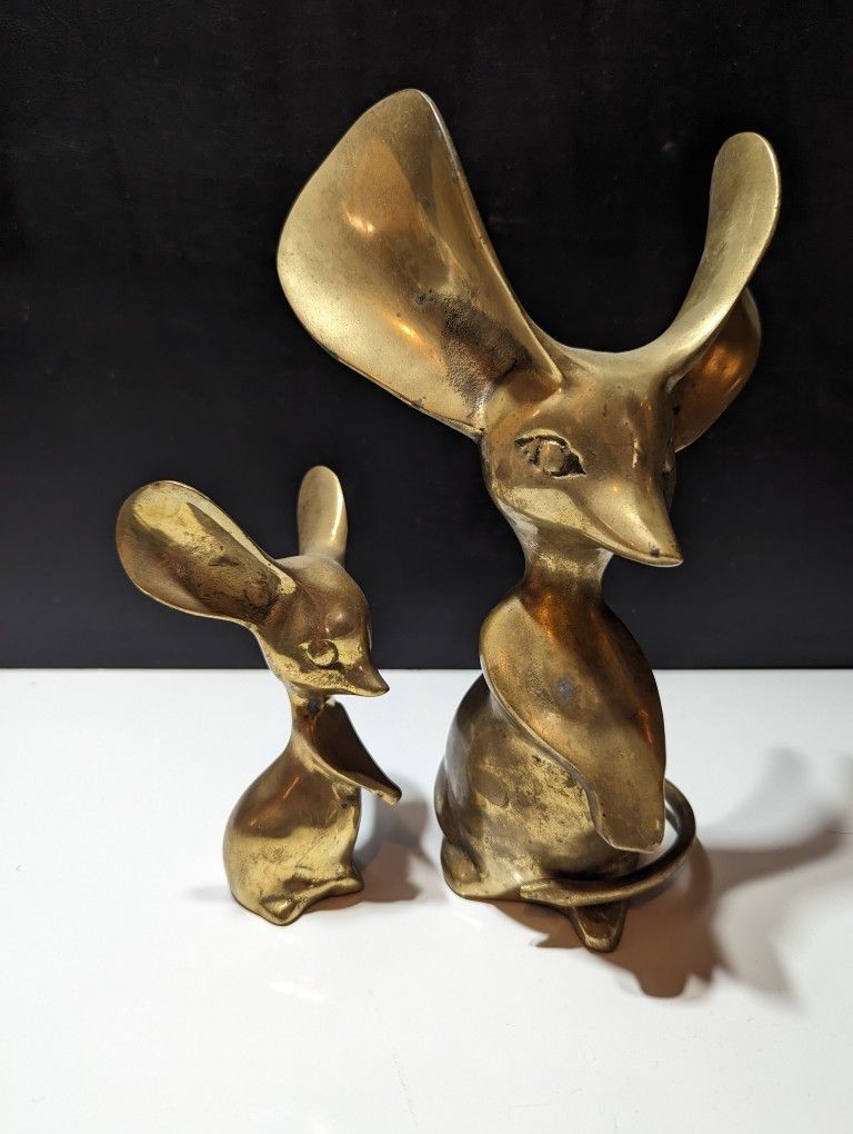 Vintage Brass Mouse Paperweights / Figurines (Small one is missing a tail)